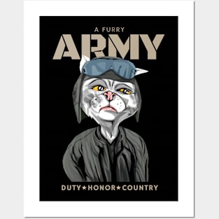 A Furry Army Cat Posters and Art